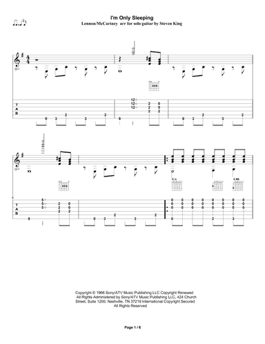 I'm Only Sleeping (arr. Steven King)