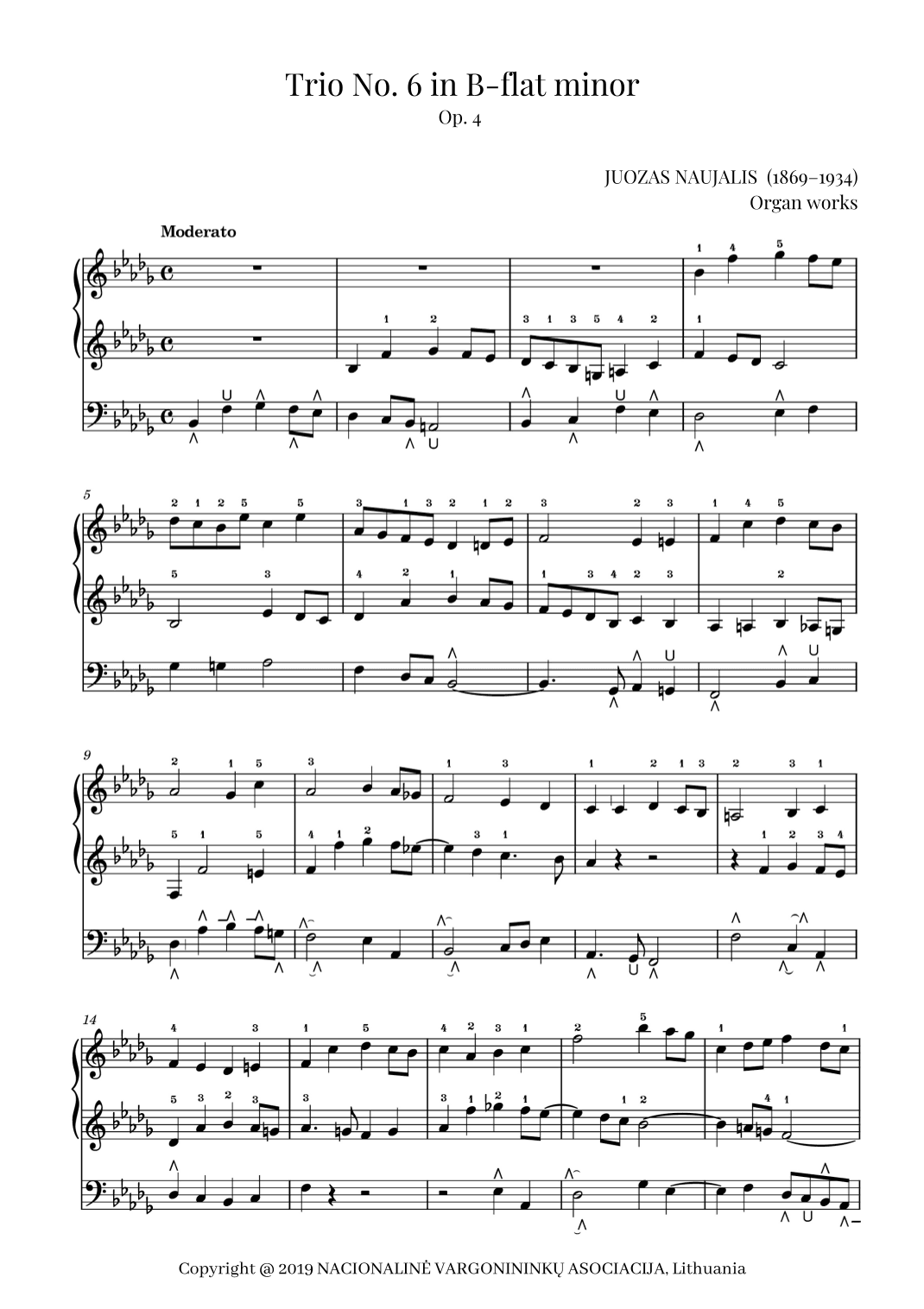 Trio No. 6 in B-flat minor, Op. 4 by Juozas Naujalis (1869–1934)