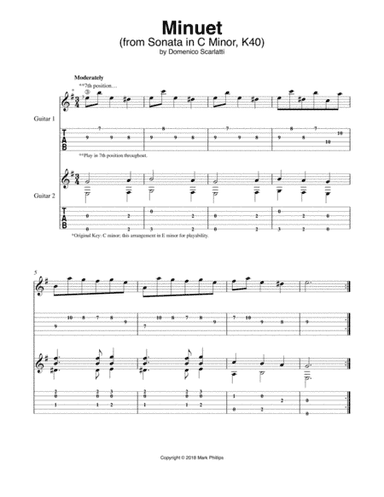 Minuet (from Sonata in C Minor, K40) (arr. Mark Phillips)