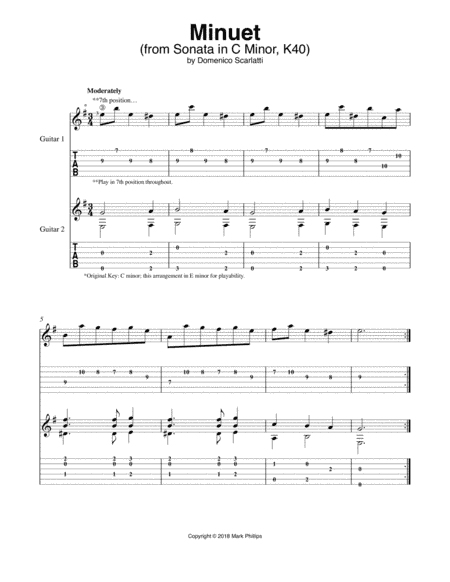 Minuet (from Sonata in C Minor, K40) (arr. Mark Phillips)