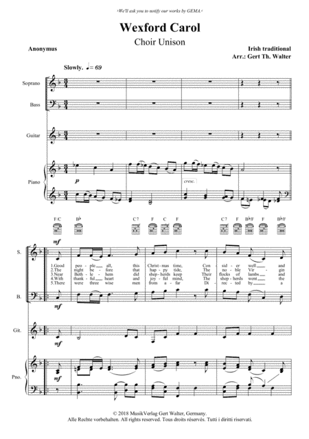 Wexford Carol (arr. Gert Th. Walter)
