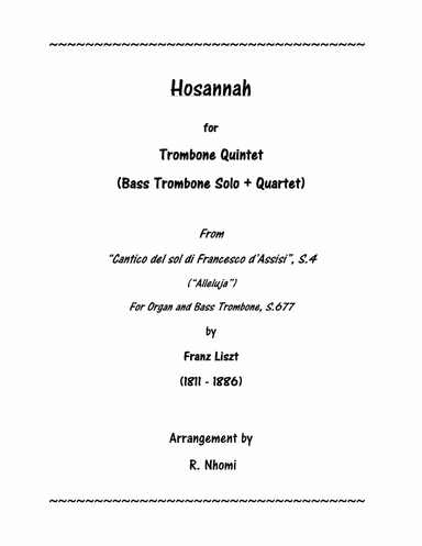 Hosannah for Trombone Quintet (arr. R. Nhomi)