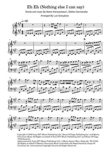 Eh, Eh (nothing Else I Can Say) (arr. Luiz Gonçalves)