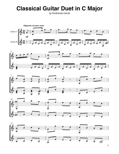 Classical Guitar Duet in C Major (arr. Ferdinando Carulli)