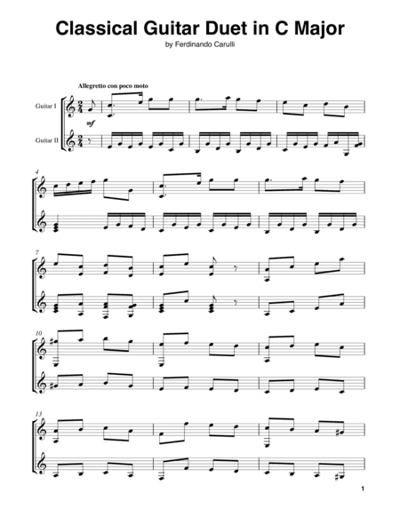Classical Guitar Duet in C Major (arr. Ferdinando Carulli)
