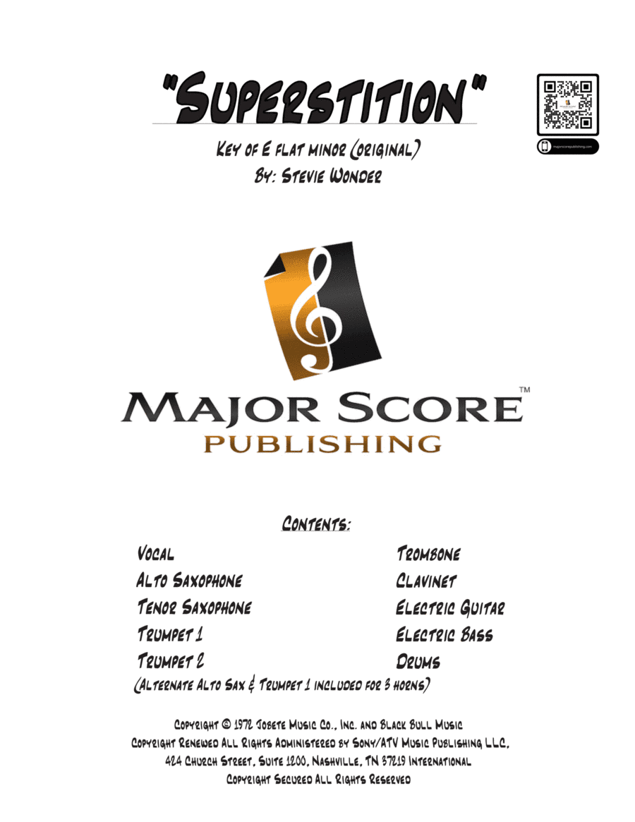 Superstition (arr. MAJOR SCORE PUBLISHING TM.)