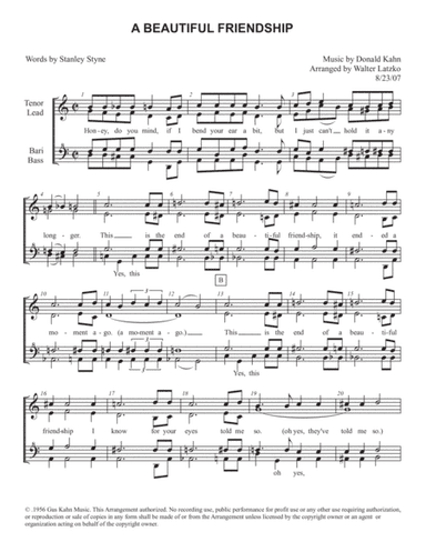A Beautiful Friendship (arr. Walter Latzko)