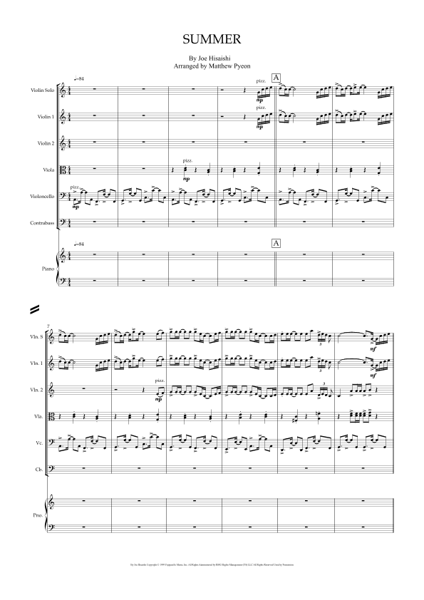 Summer - Score Only (arr. Matthew pyeon)