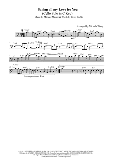 Saving All My Love For You (arr. Miranda Wong)