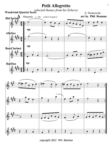 Petit Allegretto-Noskowski-Woodwind Quartet 2-sax and clarinet (arr. Phil Beaman)