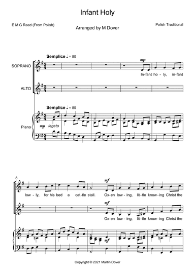 Infant Holy, Infant Lowly - Two part choir - SA - Upper Voices (arr. Martin Dover)