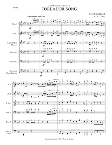 "Toreador Song" from Carmen Suite (Double Reed Ensemble) (arr. Reed Hanna)