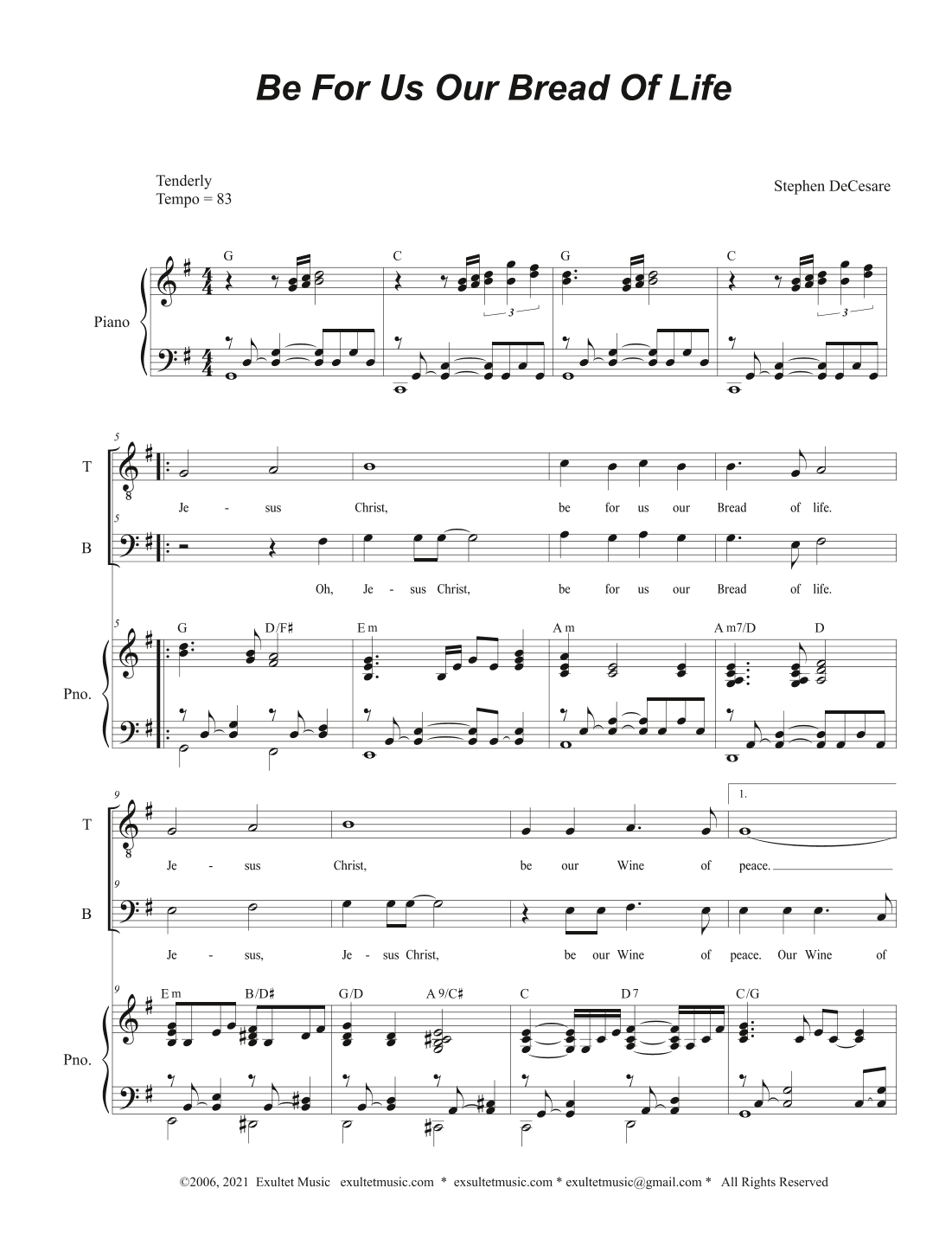 Be For Us Our Bread Of Life (2-part choir - (TB)
