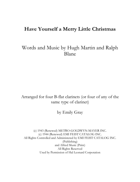 Have Yourself A Merry Little Christmas  from MEET ME IN ST. LOUIS (arr. Emily Gray)