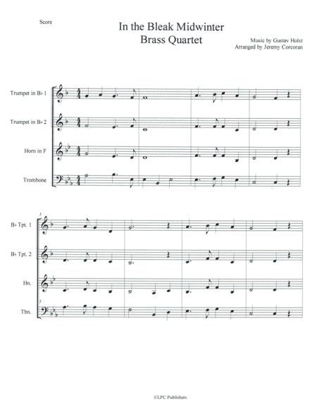 In the Bleak Midwinter for Brass Quartet (arr. Jeremy Corcoran)