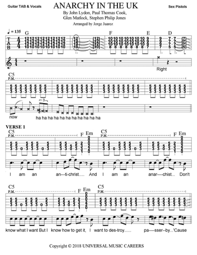 Anarchy In The Uk (arr. Jorge Juarez)