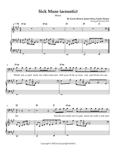 Sick Muse (arr. Sara Kim)