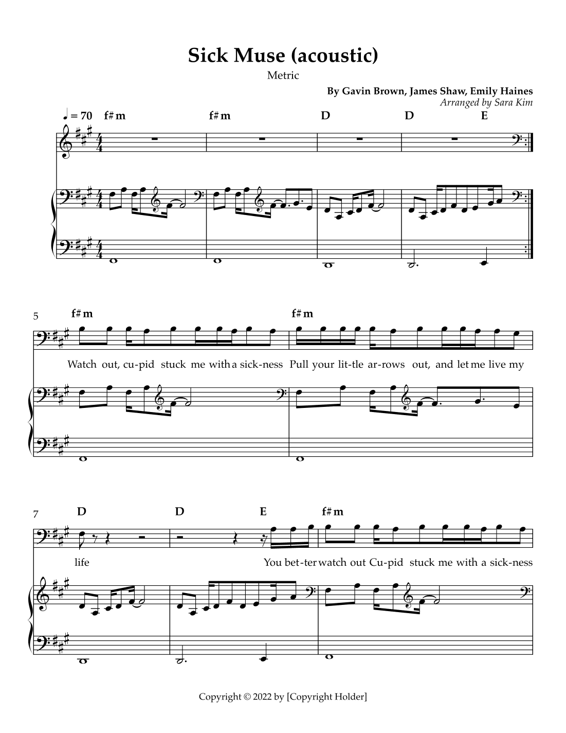 Sick Muse (arr. Sara Kim)
