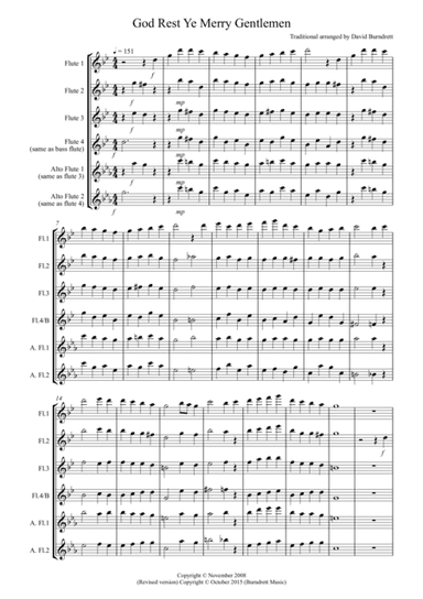 God Rest Ye Merry Gentlemen for Flute Quartet (arr. David Burndrett)