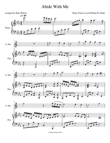 Abide With Me--alto sax solo (arr. Beka Wilson)