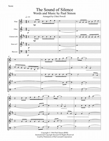 The Sound Of Silence - Score Only (arr. Chloe Powell)