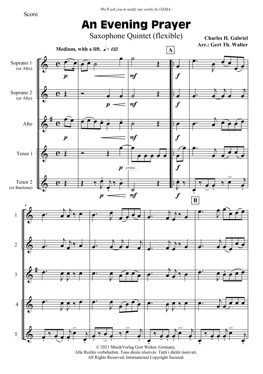 An Evening Prayer (arr. Gert Th. Walter)