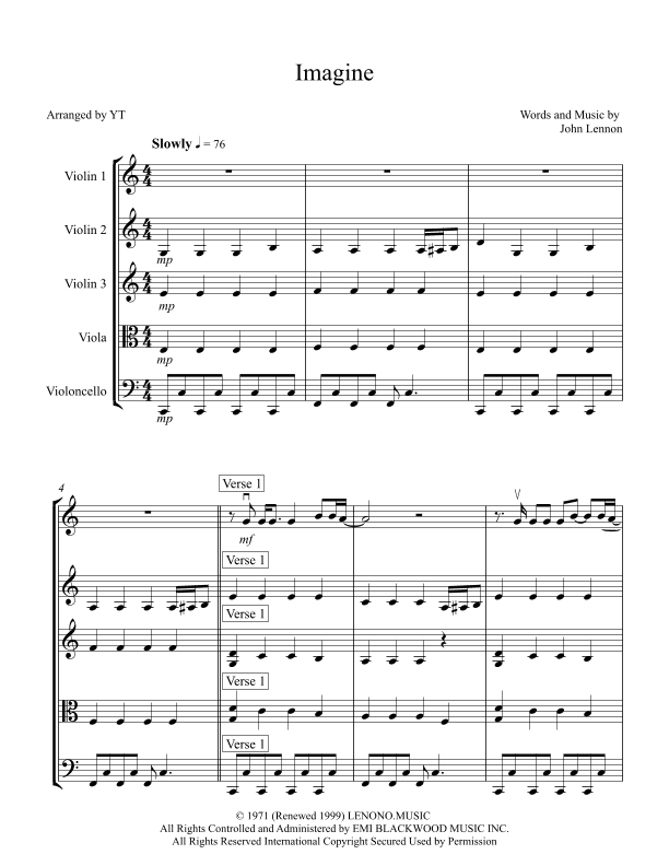 Imagine (arr. YT)