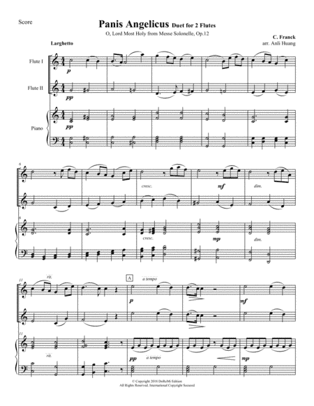 Panis Angelicus Duet for 2 Flutes - piano score (arr. Anli Huang)