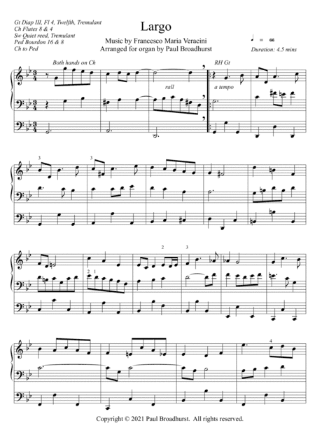 Largo by Veracini, arranged for pipe organ (arr. Paul Broadhurst)