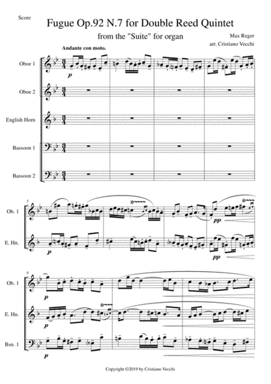 Fugue Op.92 N.7 for Double Reed Quintet (arr. Cristiano Vecchi)