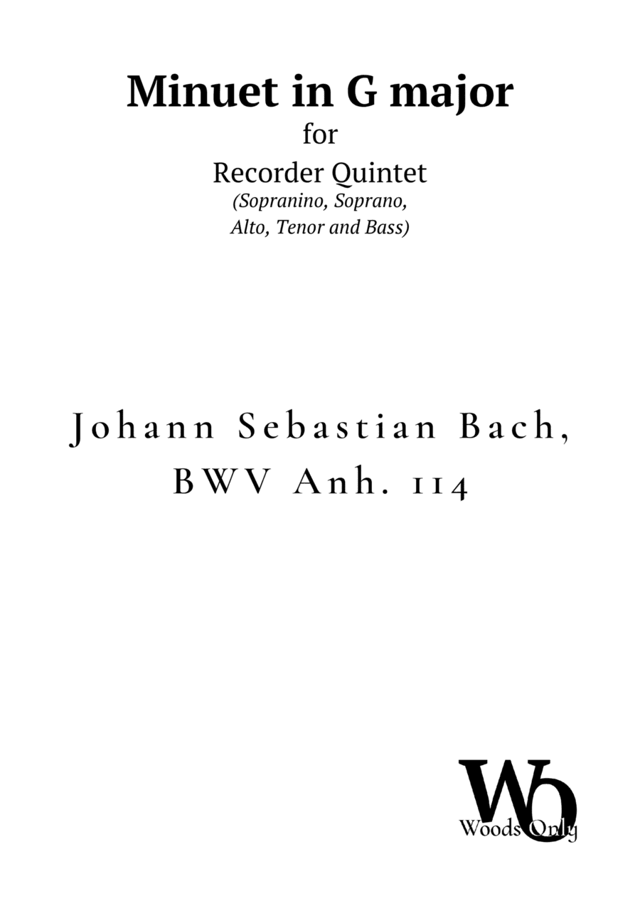 Minuet in G major by Bach for Recorder Choir Quintet (arr. Ander)