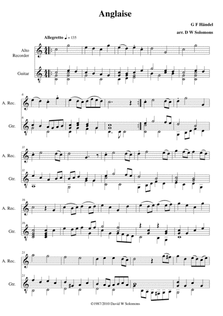 Anglaise for recorder and guitar (arr. David Warin Solomons)