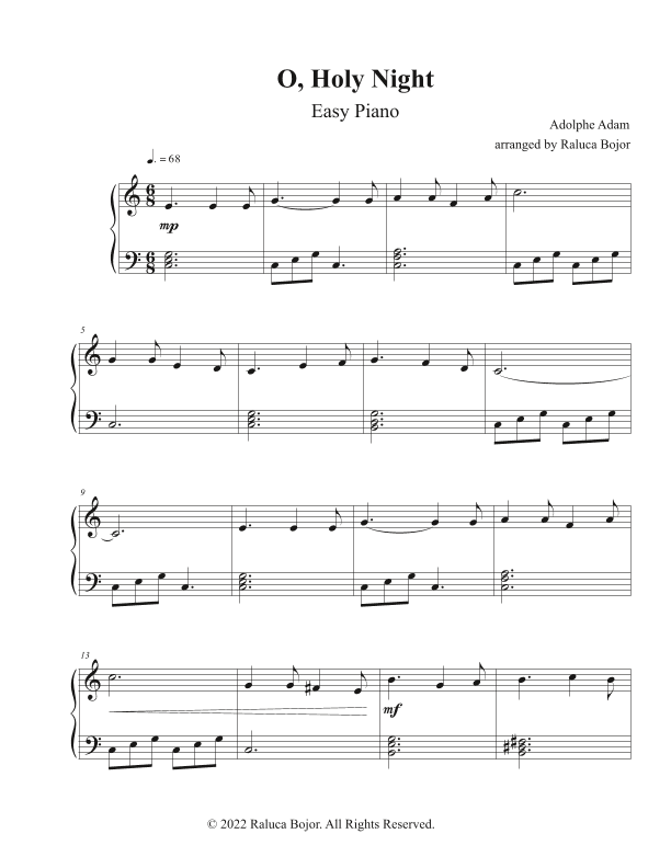 O, Holy Night (early intermediate piano) (arr. Raluca Bojor)