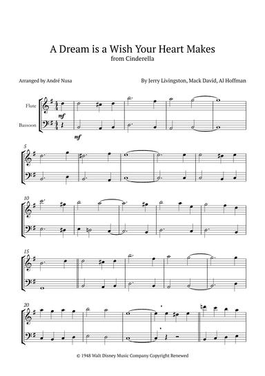 A Dream Is A Wish Your Heart Makes (arr. André Nusa)
