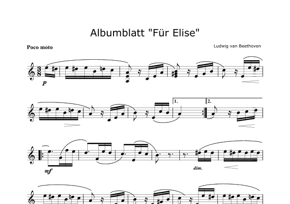 Albumblatt "`Für Elise" (arr. Yan d'Albert)