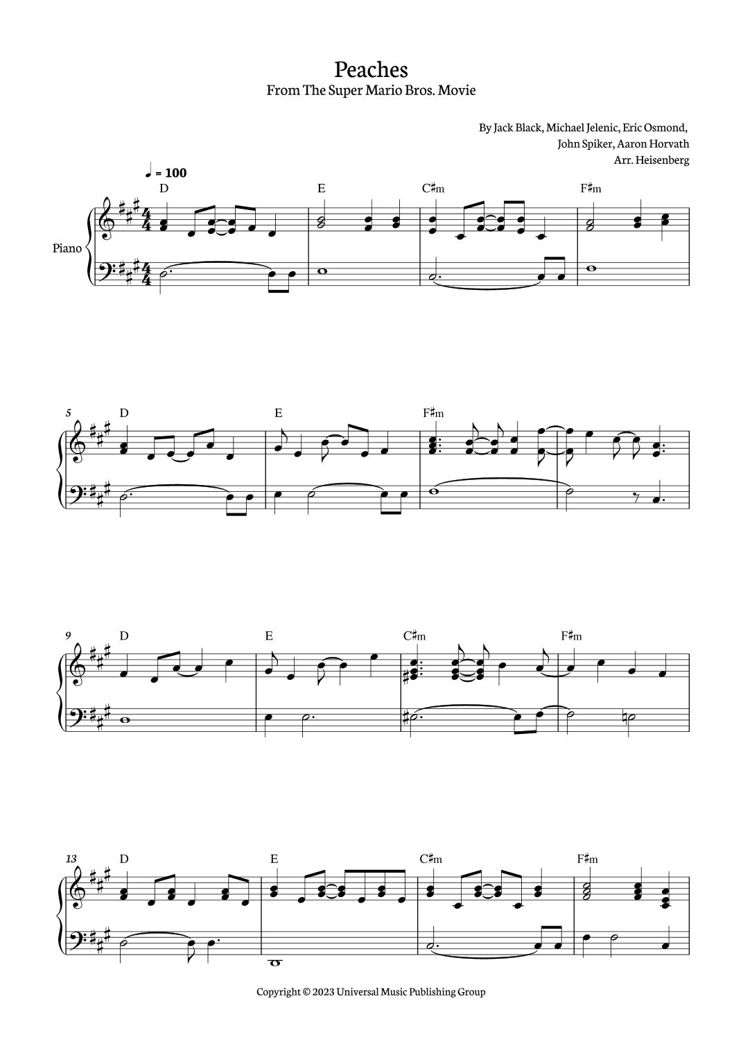 Peaches (arr. Heisenberg)