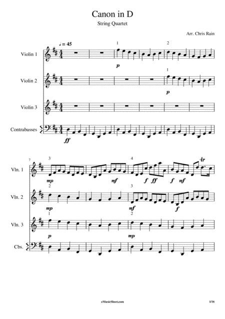 Canon in D String Quartet (arr. camprinxinx)