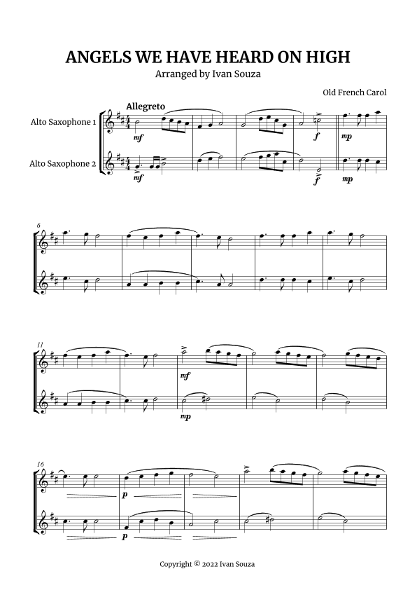 ANGELS WE HAVE HEARD ON HIGH (arr. Ivan Souza)