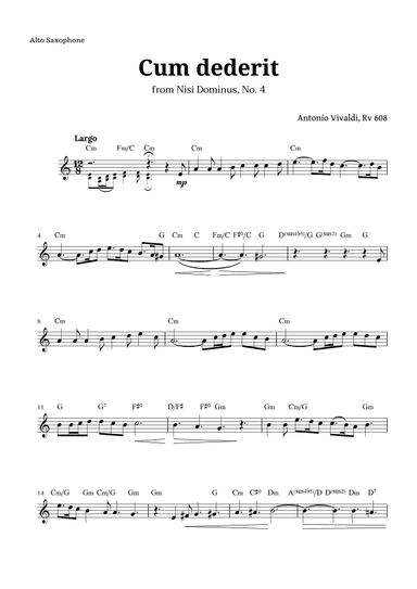Cum dederit of Vivaldi for Alto Sax and Chords (arr. Langanho)
