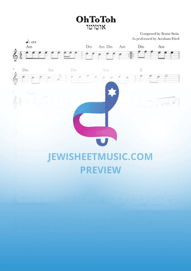 OhToToh by Avraham Fried. Easy jewish piano. (arr. R. Sloboder)
