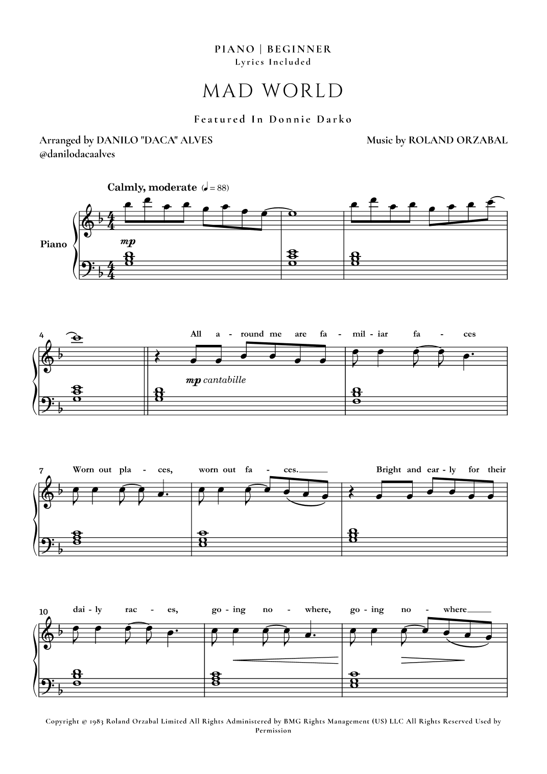 Mad World (arr. Danilo "Daca" Alves)