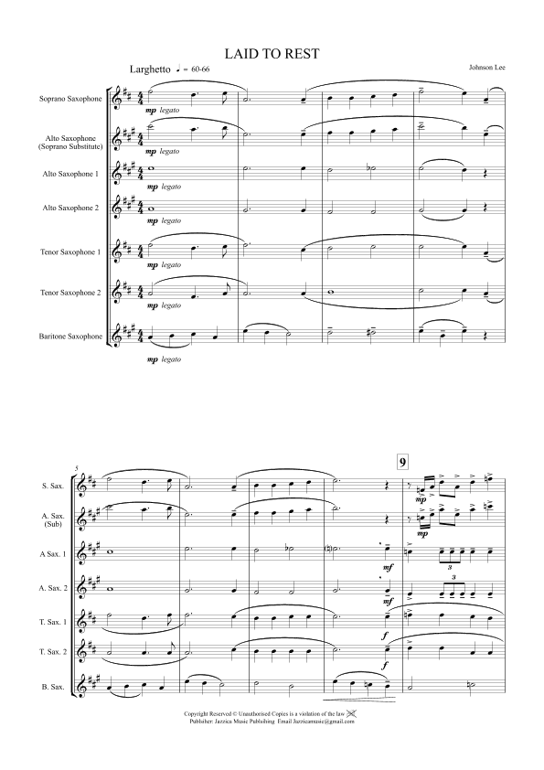 LAID TO REST- Saxophone Quartet