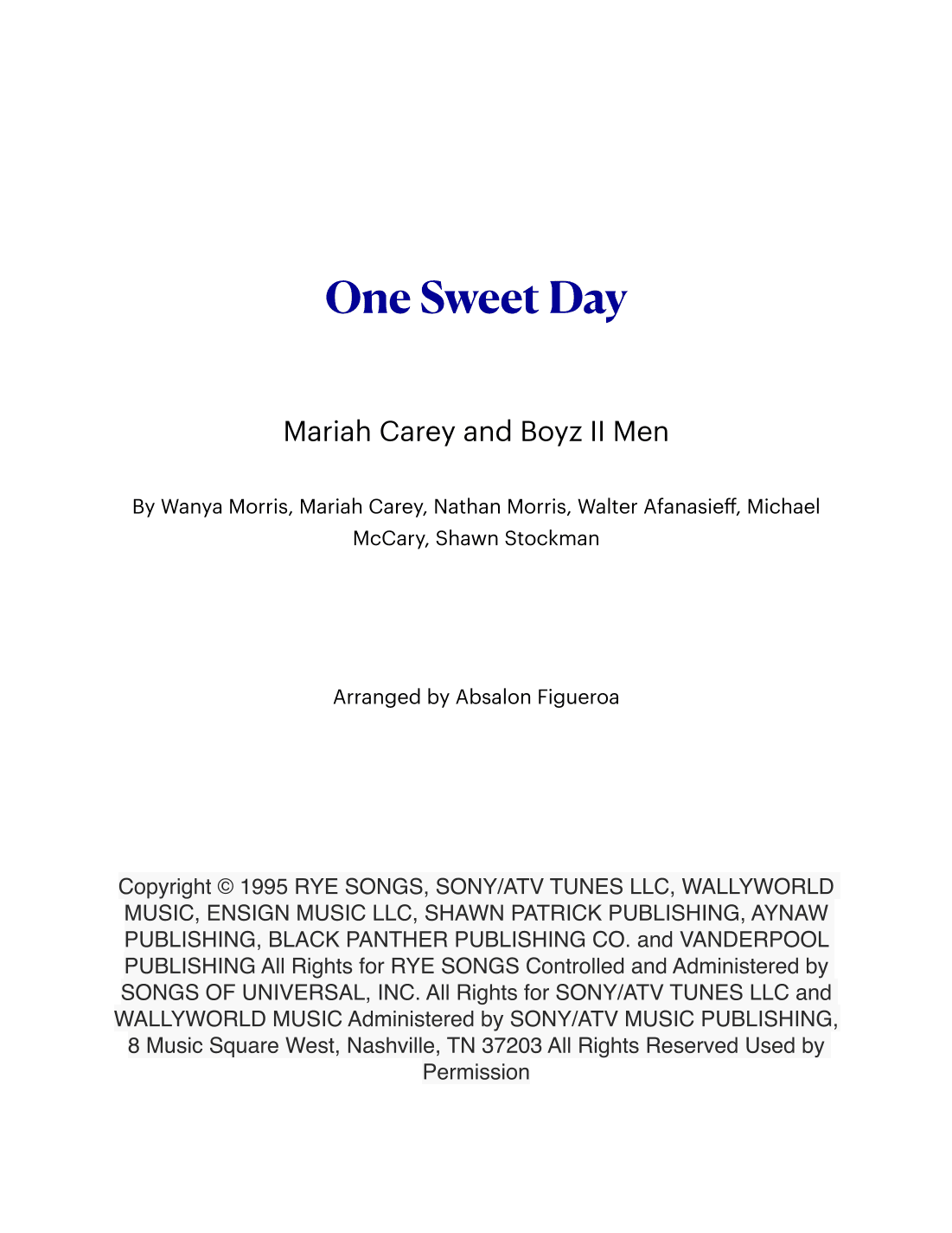 One Sweet Day (arr. Absalon Figueroa)