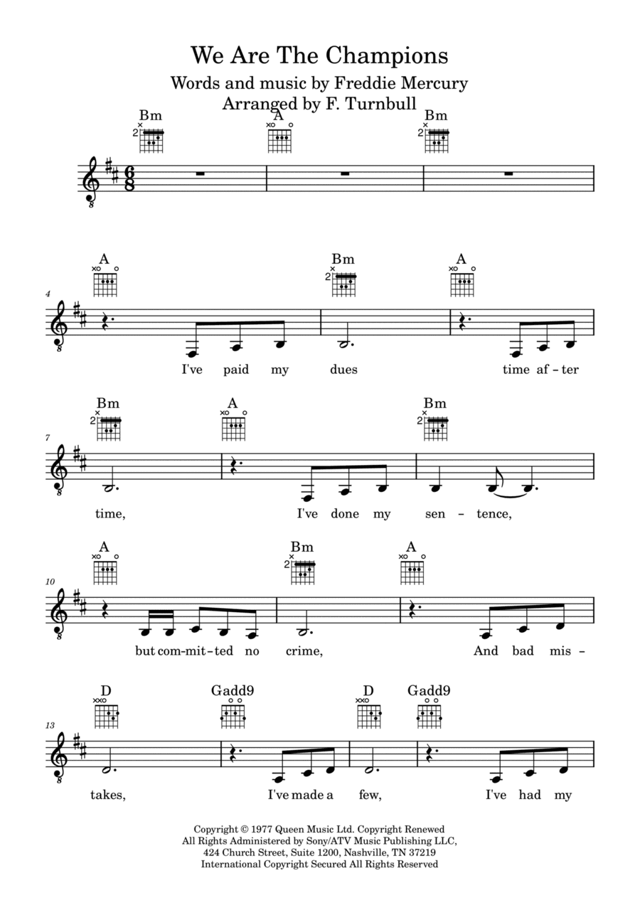 We Are The Champions (arr. Frances Turnbull)