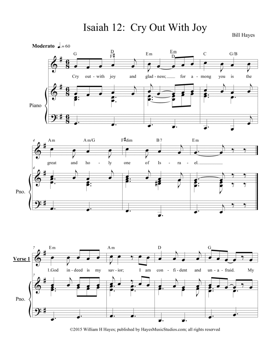 Isaiah 12:  Cry Out With Joy (piano/vocal)