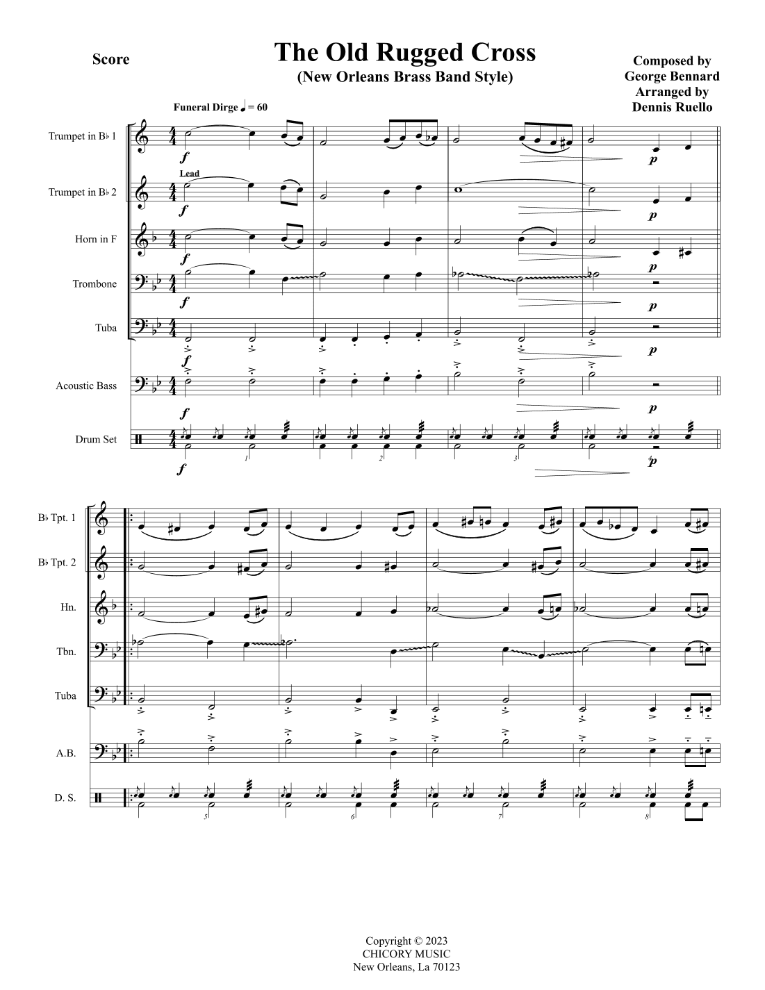 The Old Rugged Cross - In the New Orleans Brass Band Style for Brass Quintet - Intermediate (arr. Dennis Ruello)
