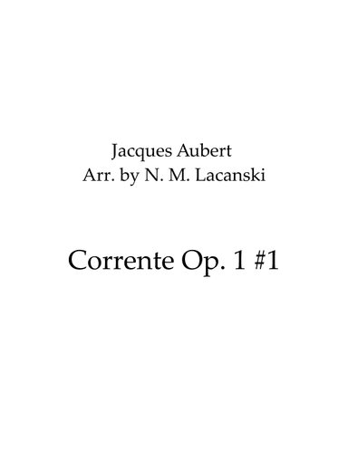 Corrente Op. 1 #1 (arr. Nick M Lacanski)