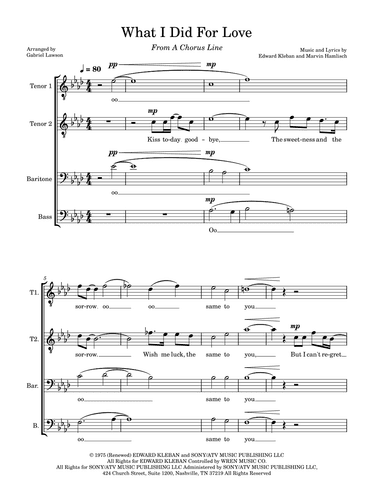 What I Did For Love (arr. Gabriel Lawson)