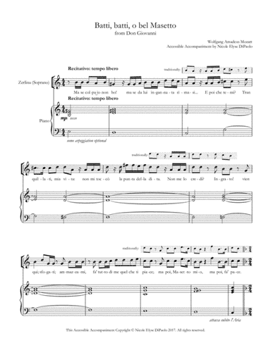 Batti, batti, o bel Masetto (Zerlina) from Don Giovanni - Accessible Accompaniments Edition (arr. Nicole Elyse DiPaolo)