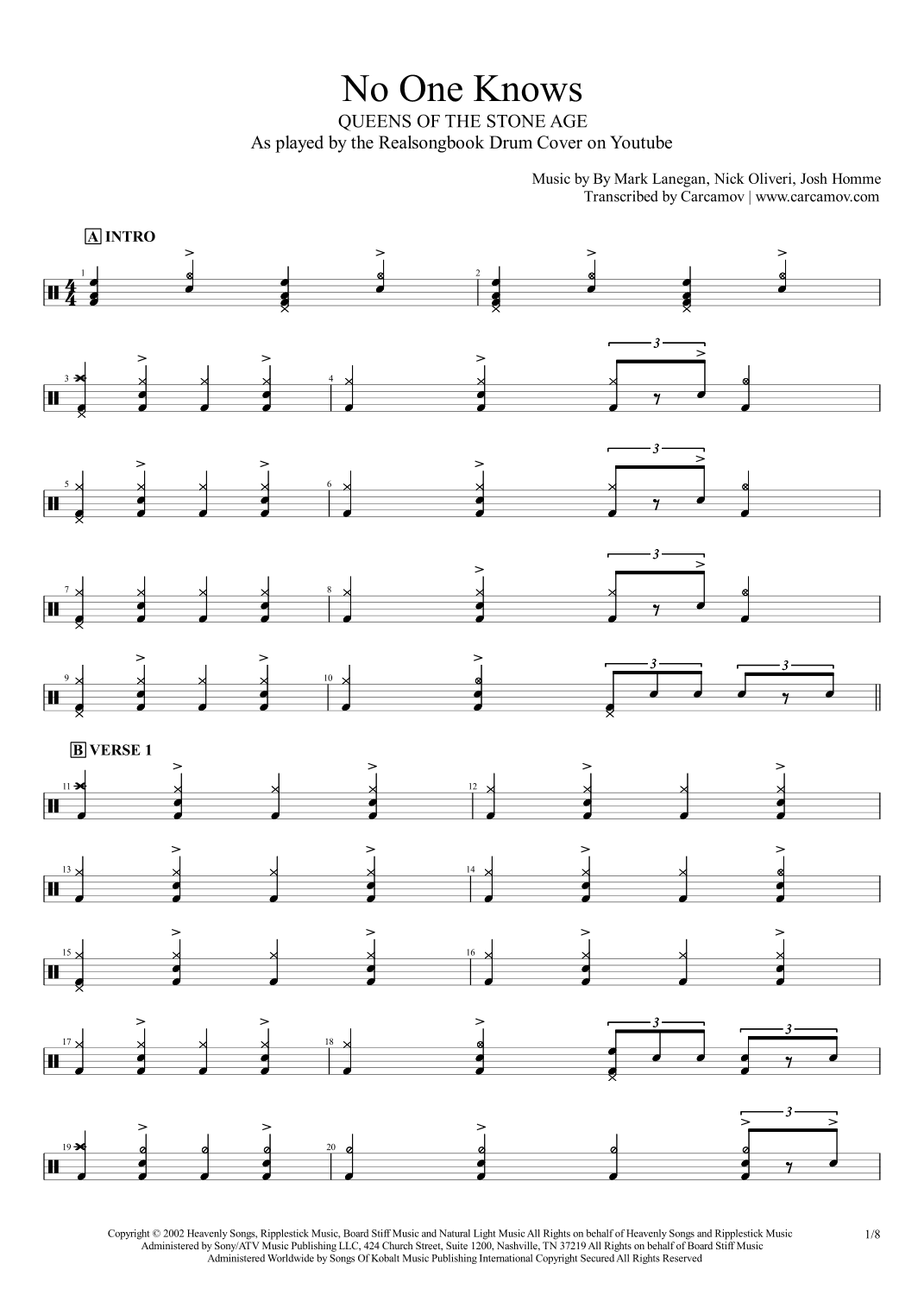 No One Knows (arr. Realsongbook)